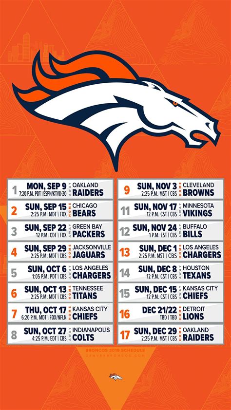 denver broncos schedule printable